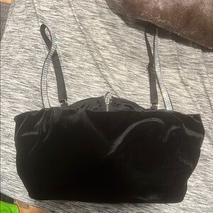 Black Velvet Crop Top with Sparkling Straps